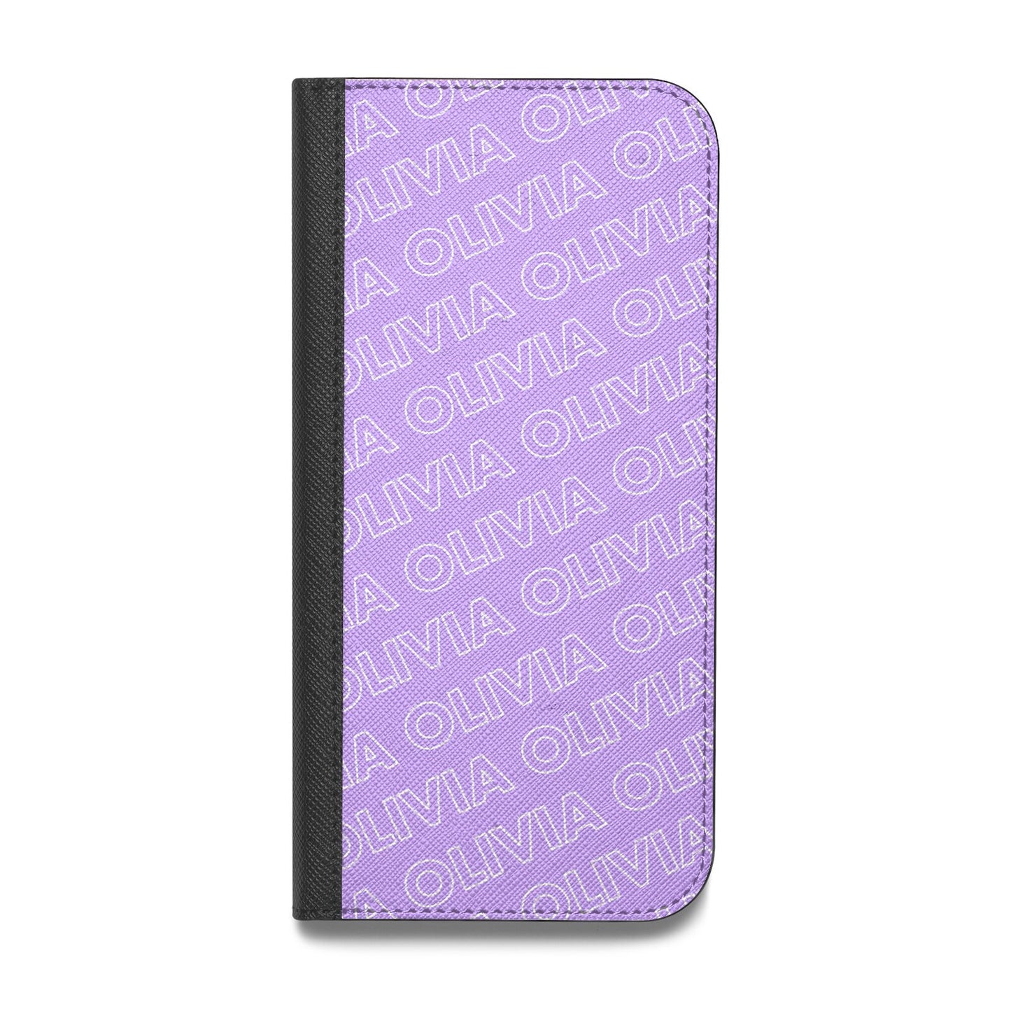 Personalised Purple Diagonal Name Vegan Leather Flip Samsung Case