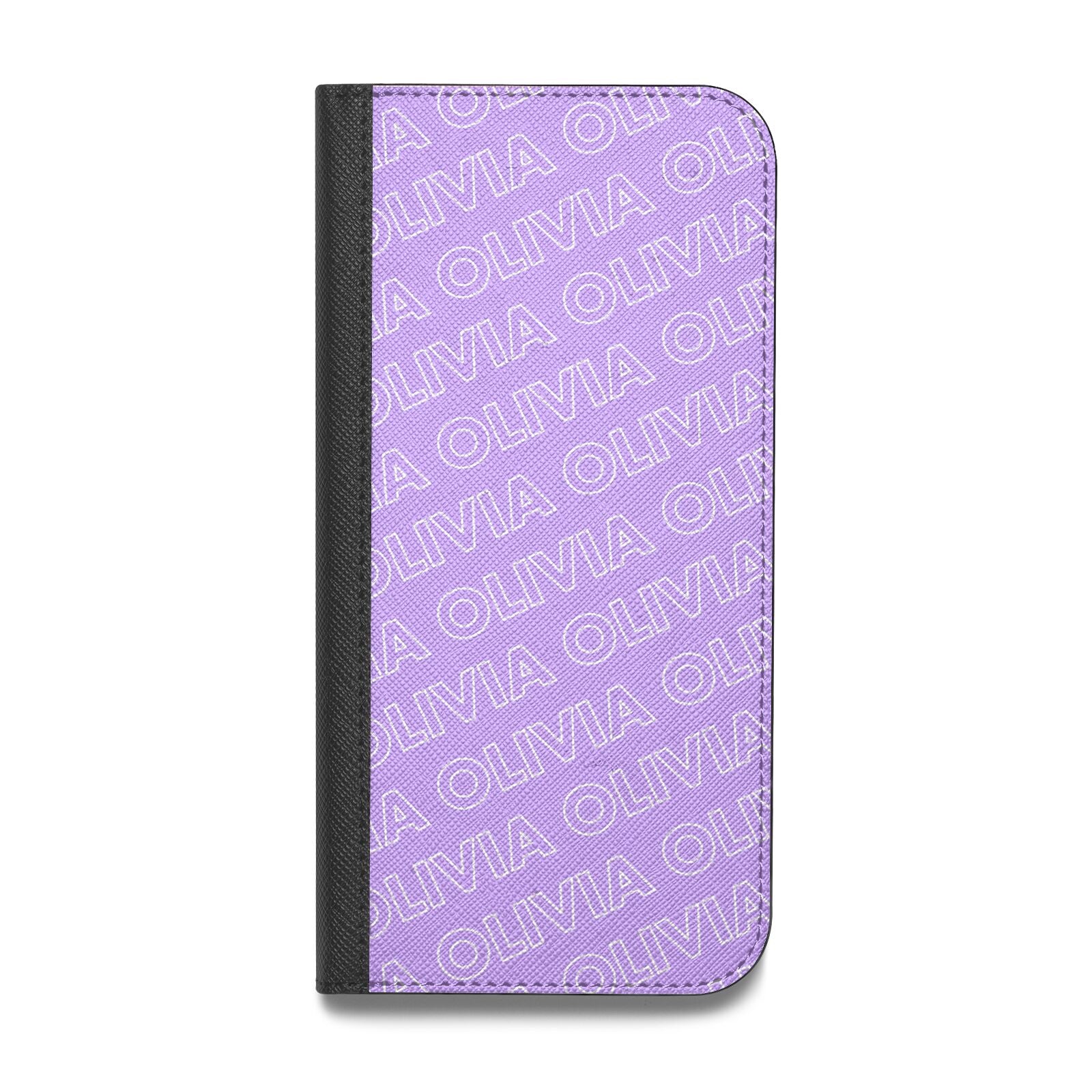 Personalised Purple Diagonal Name Vegan Leather Flip Samsung Case