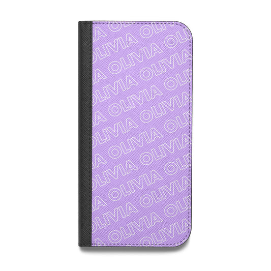 Personalised Purple Diagonal Name Vegan Leather Flip Samsung Case
