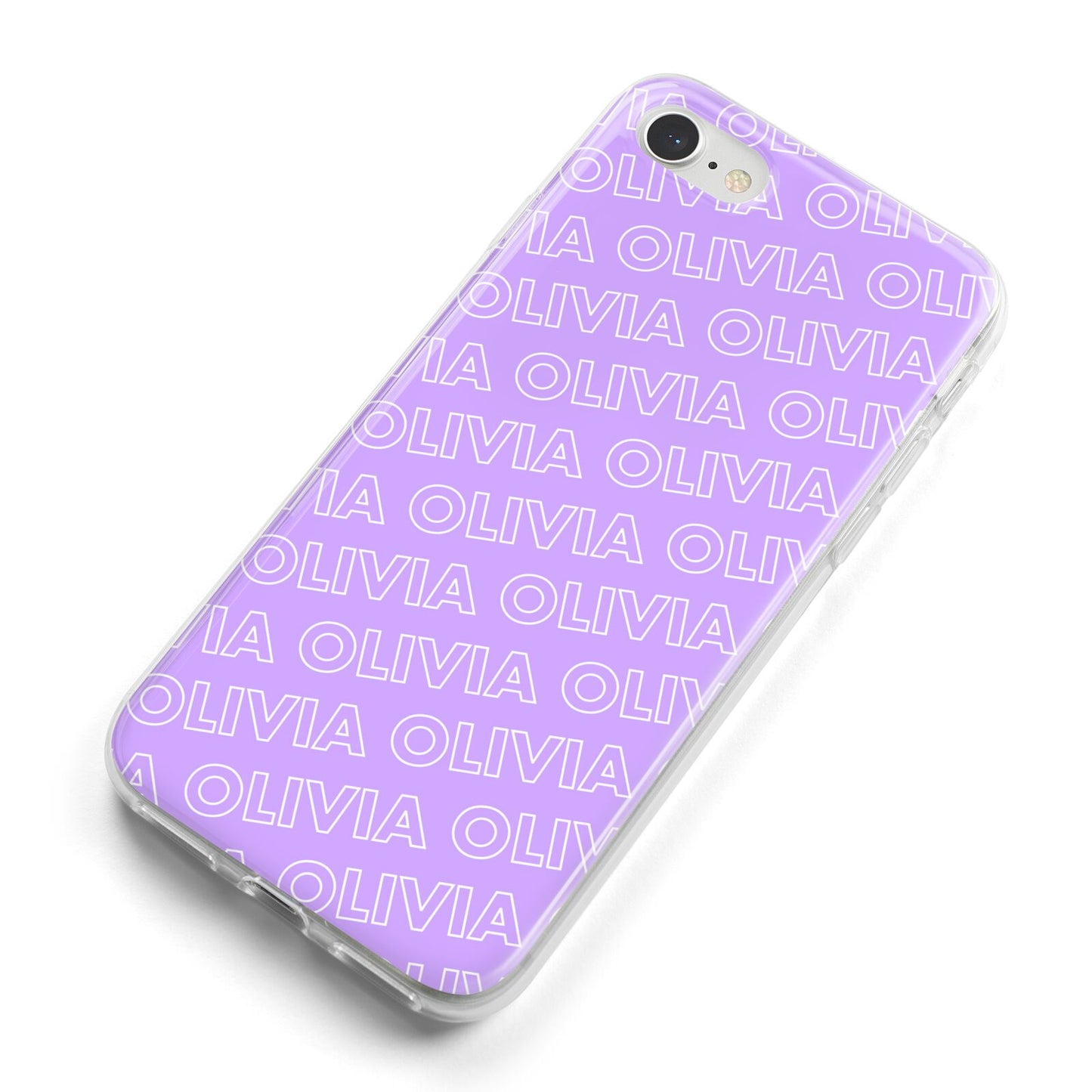 Personalised Purple Diagonal Name iPhone 8 Bumper Case on Silver iPhone Alternative Image