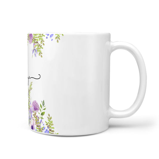 Personalised Purple Flowers 10oz Mug