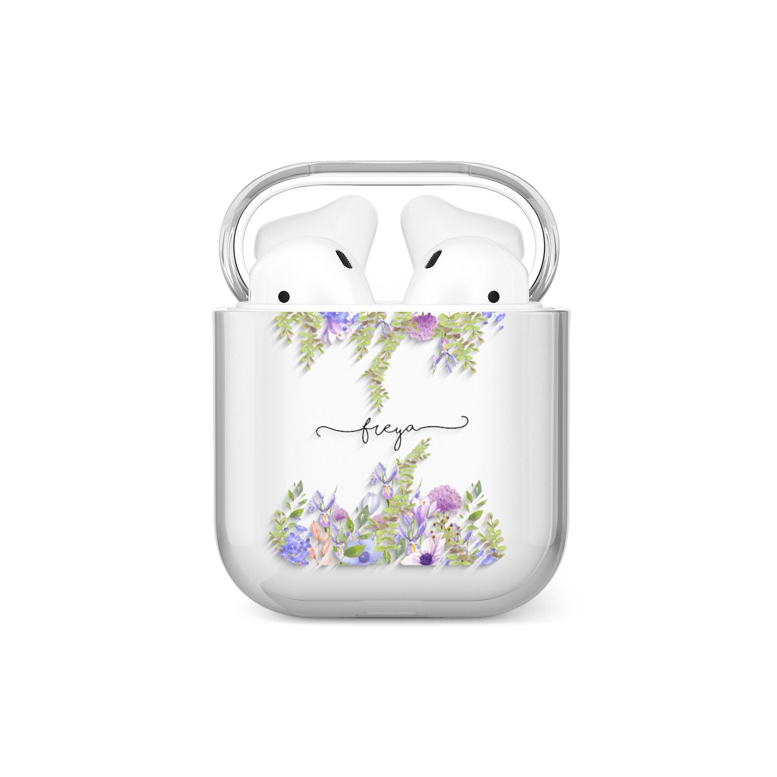 Personalised Purple Flowers AirPods Case