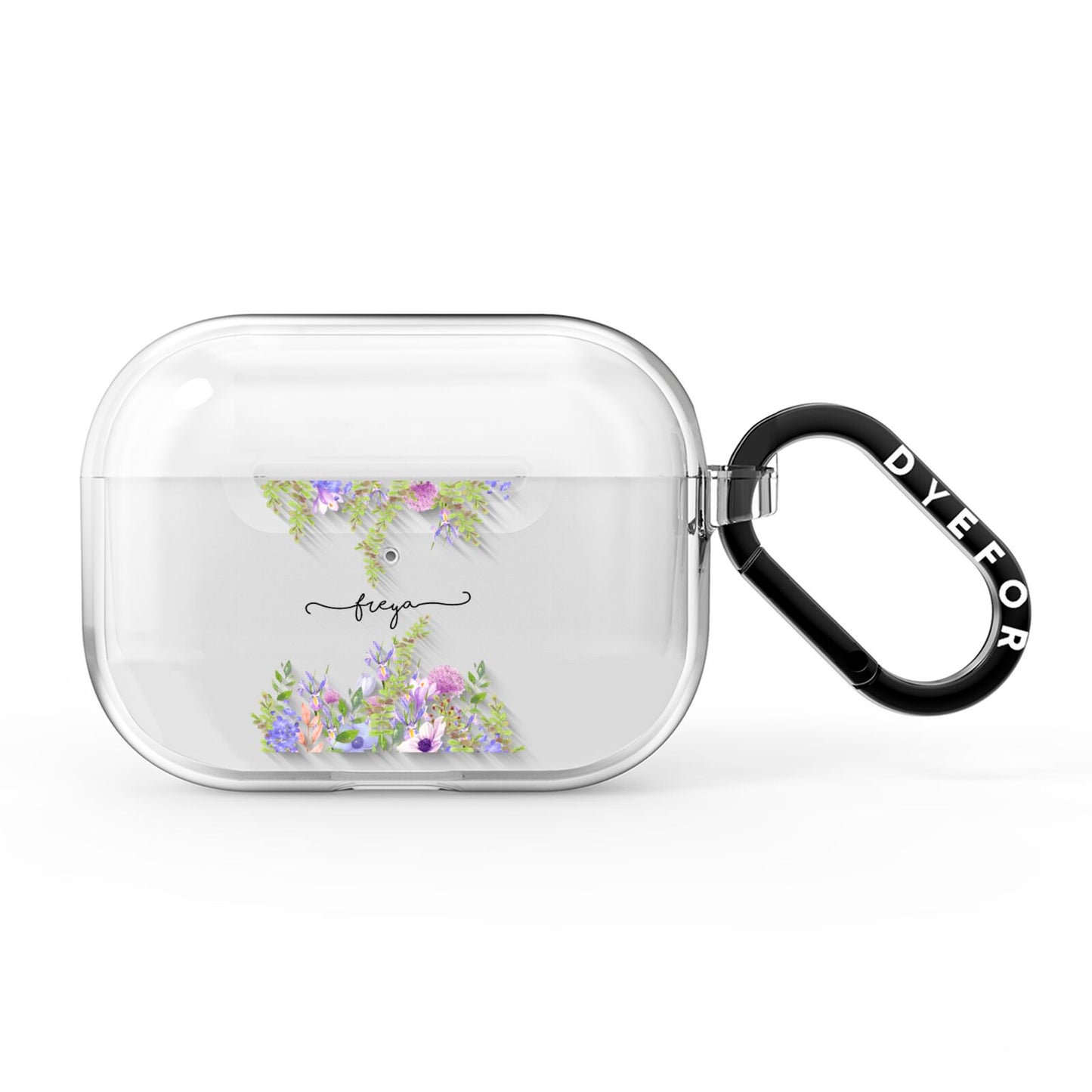 Personalised Purple Flowers AirPods Pro Clear Case