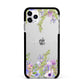 Personalised Purple Flowers Apple iPhone 11 Pro Max in Silver with Black Impact Case