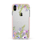 Personalised Purple Flowers Apple iPhone Xs Max Impact Case Pink Edge on Silver Phone