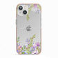 Personalised Purple Flowers iPhone 13 TPU Impact Case with Pink Edges