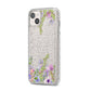 Personalised Purple Flowers iPhone 14 Plus Glitter Tough Case Starlight Angled Image
