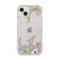 Personalised Purple Flowers iPhone 14 Plus Glitter Tough Case Starlight