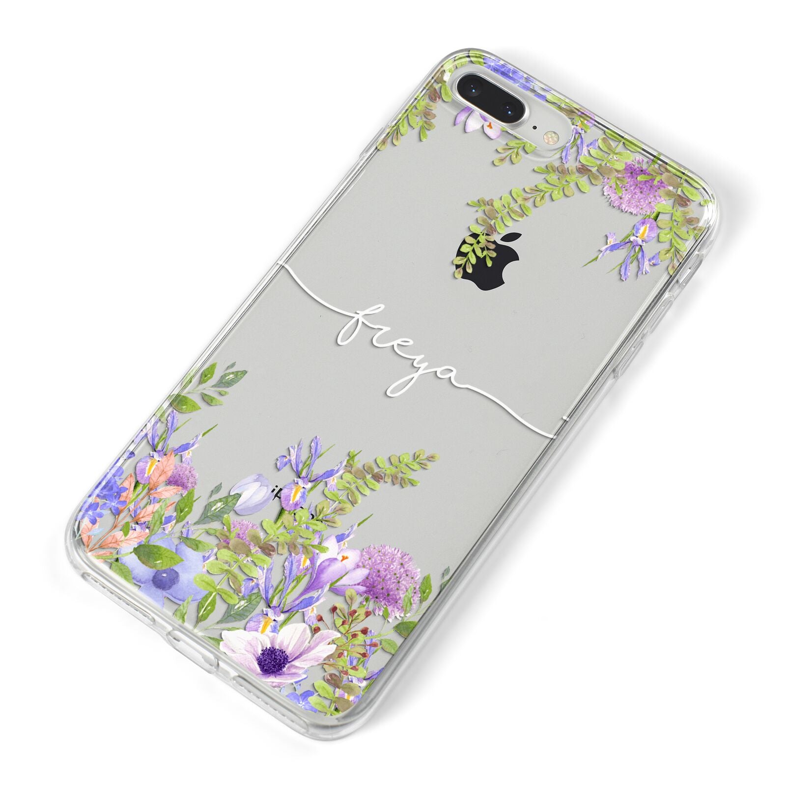 Personalised Purple Flowers iPhone 8 Plus Bumper Case on Silver iPhone Alternative Image