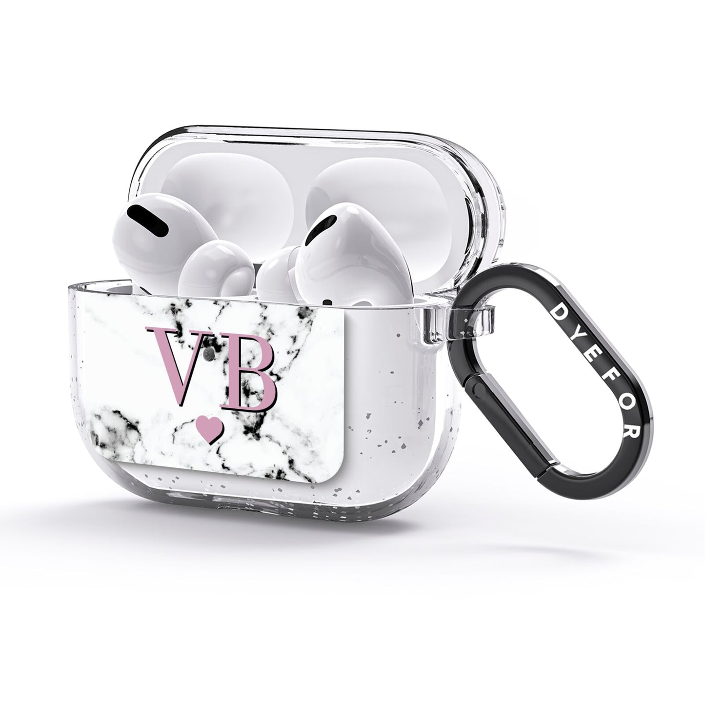 Personalised Purple Initialed Marble Heart AirPods Glitter Case 3rd Gen Side Image