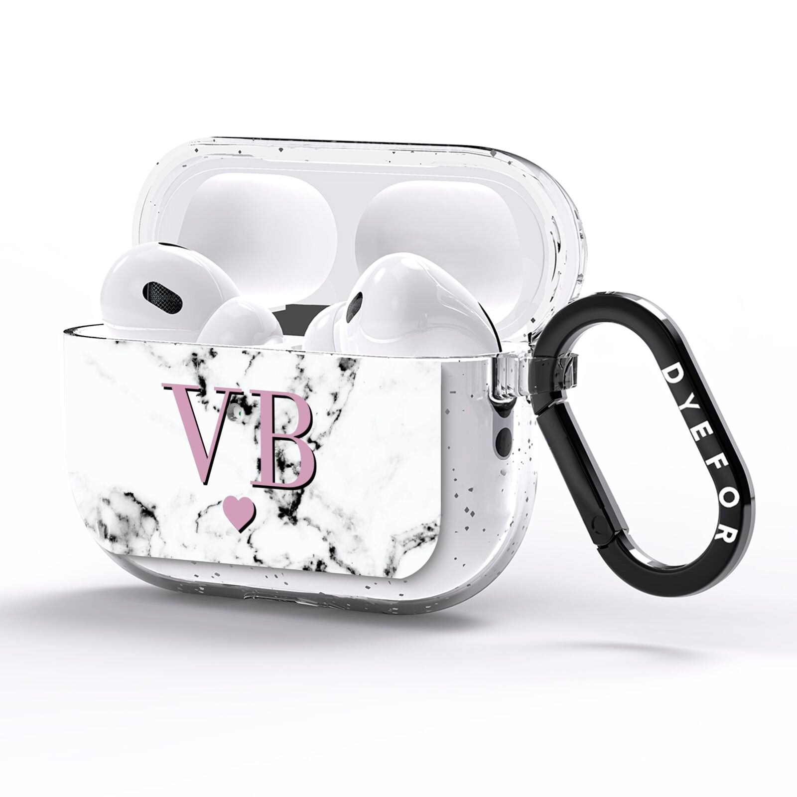 Personalised Purple Initialed Marble Heart AirPods Pro Glitter Case Side Image