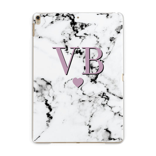 Personalised Purple Initialed Marble Heart Apple iPad Gold Case