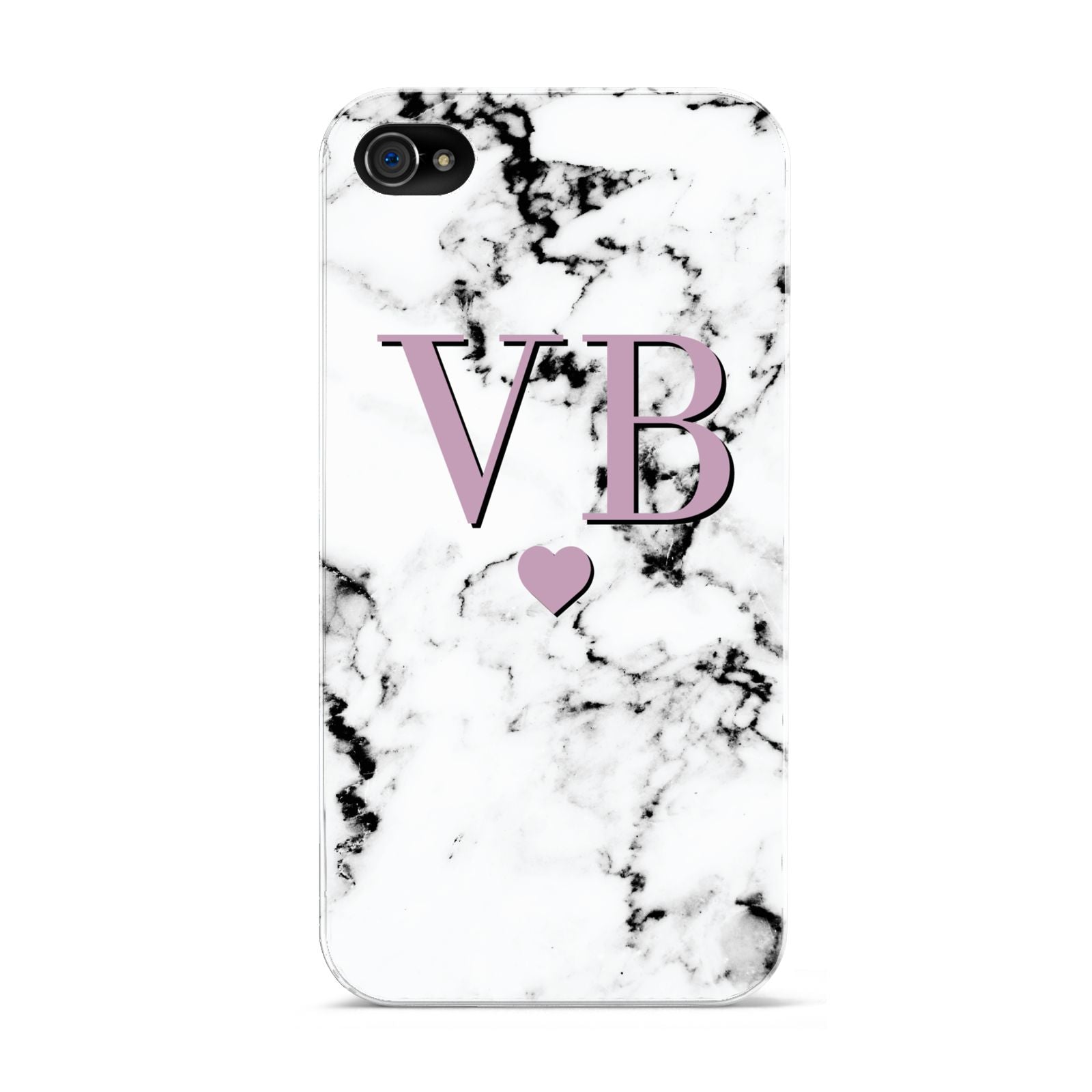 Personalised Purple Initialed Marble Heart Apple iPhone 4s Case