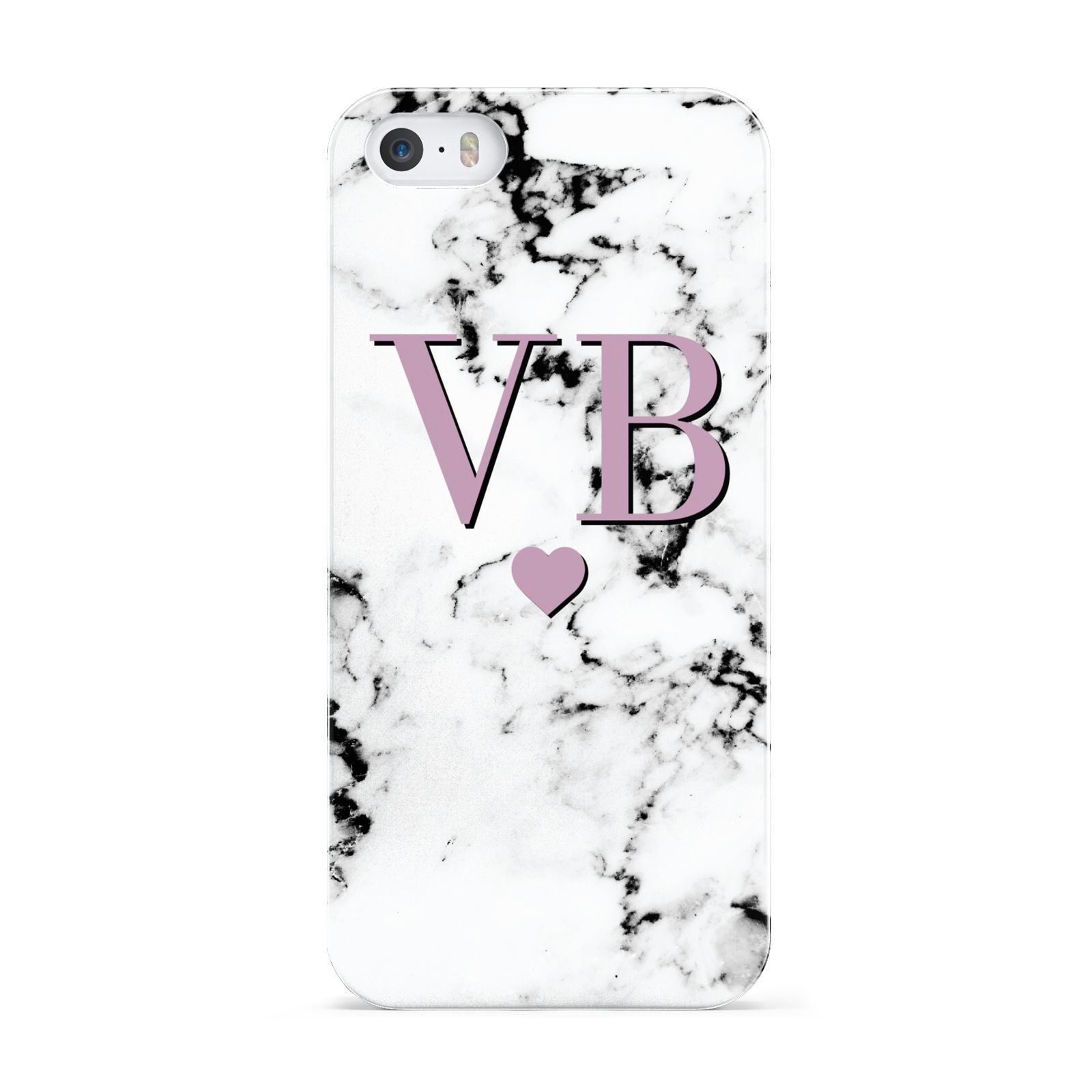 Personalised Purple Initialed Marble Heart Apple iPhone 5 Case