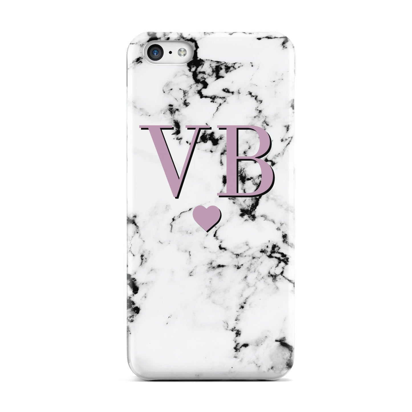Personalised Purple Initialed Marble Heart Apple iPhone 5c Case