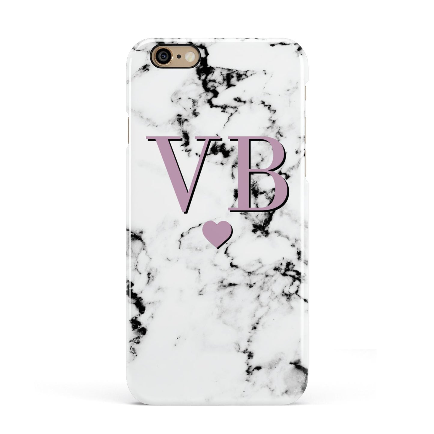 Personalised Purple Initialed Marble Heart Apple iPhone 6 3D Snap Case