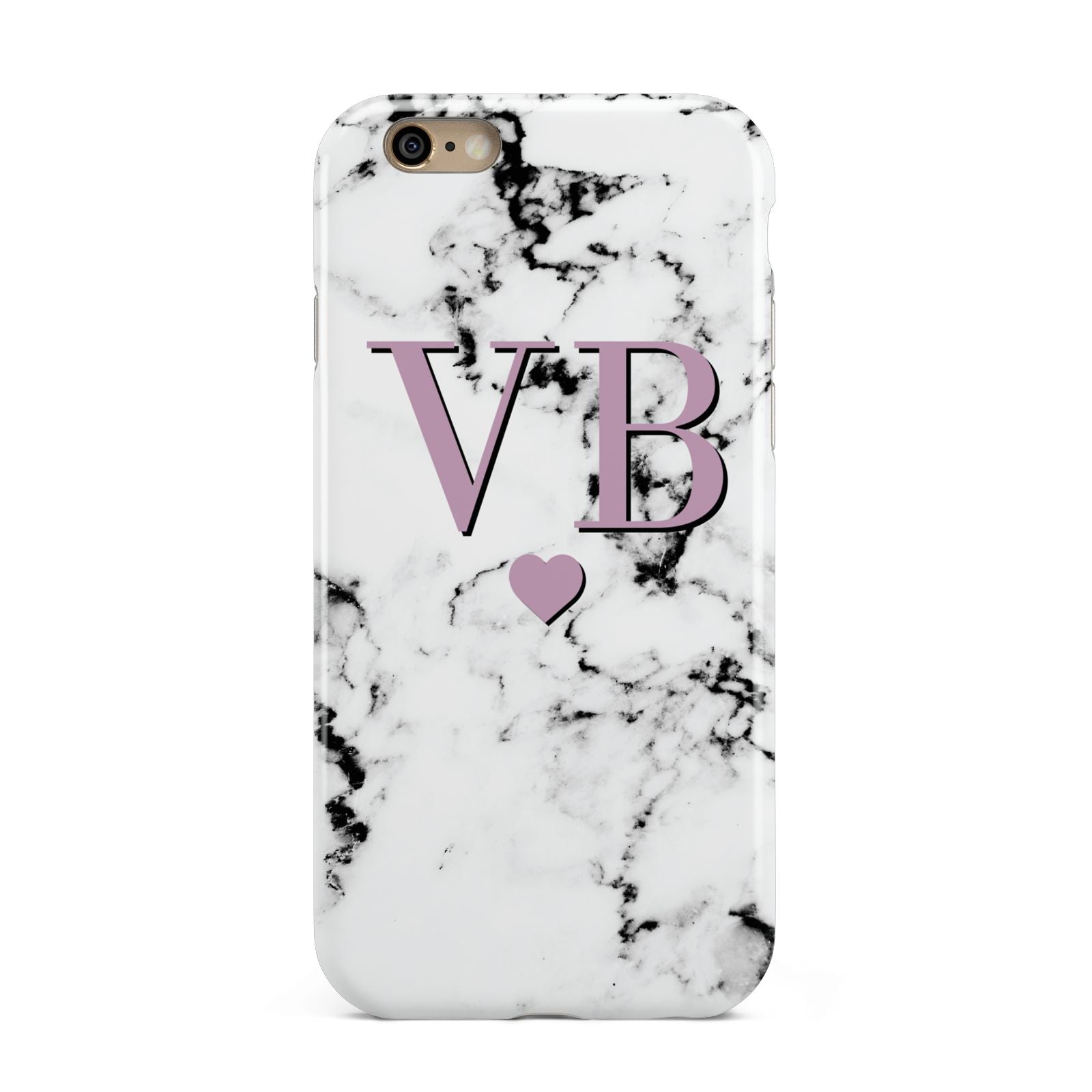 Personalised Purple Initialed Marble Heart Apple iPhone 6 3D Tough Case