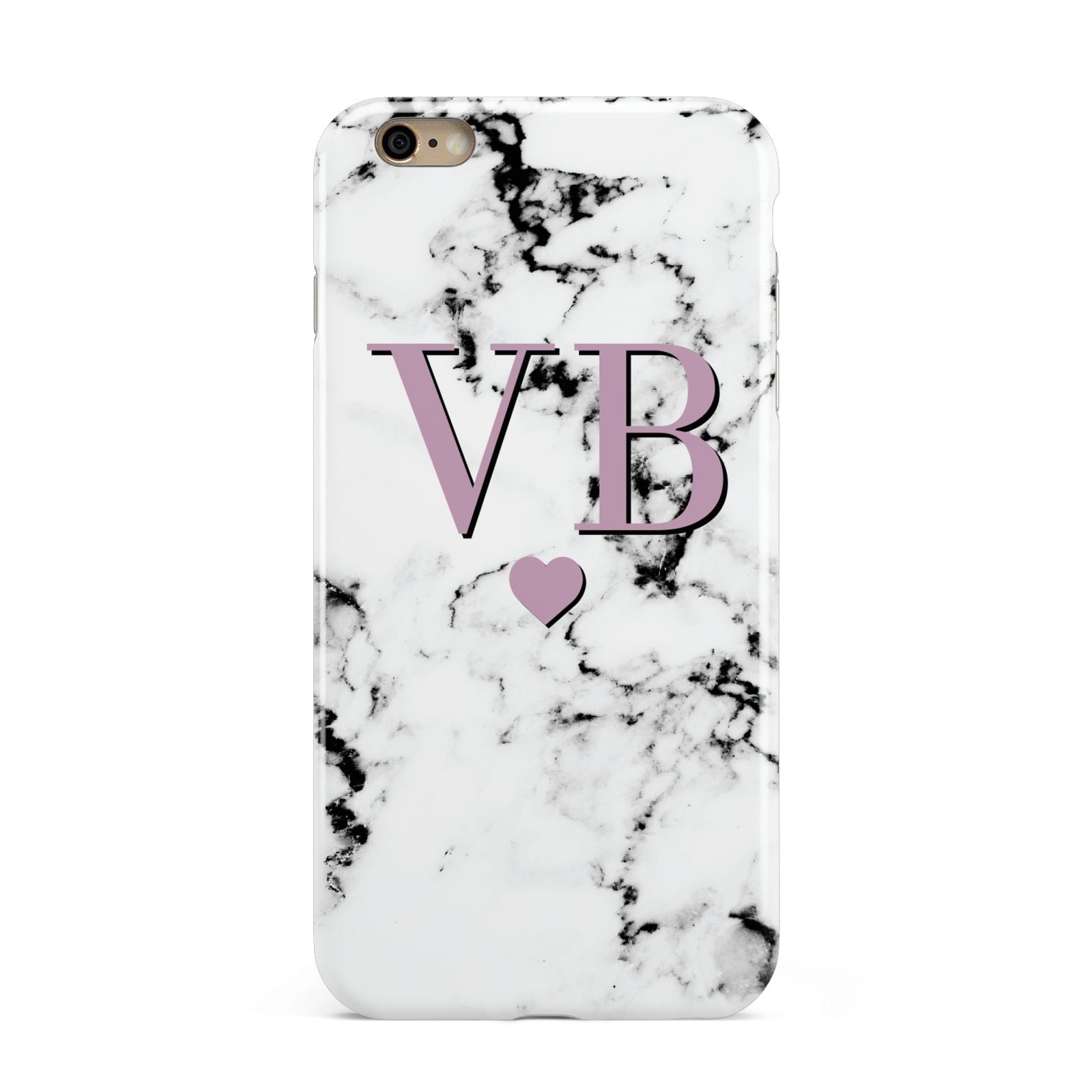 Personalised Purple Initialed Marble Heart Apple iPhone 6 Plus 3D Tough Case