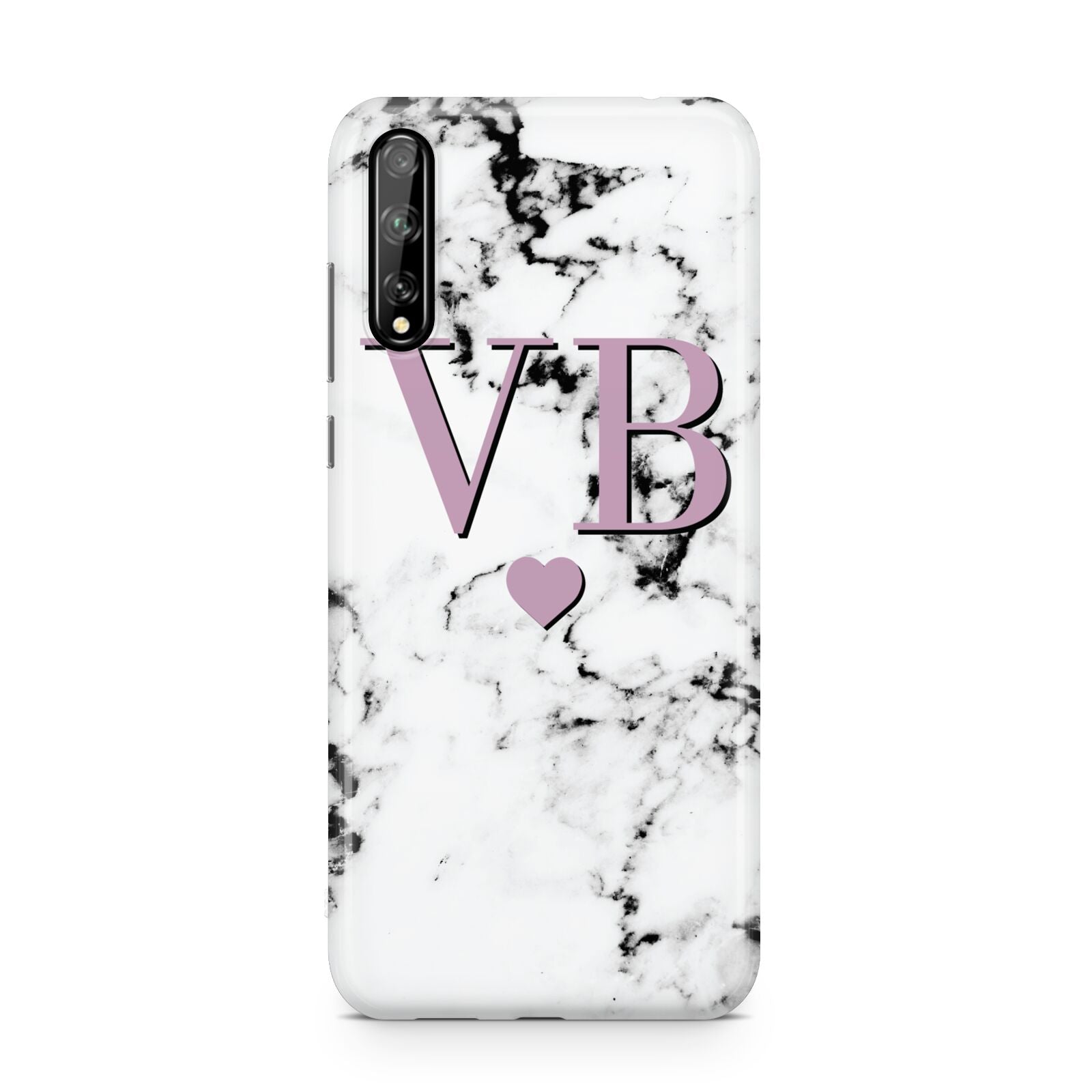 Personalised Purple Initialed Marble Heart Huawei Enjoy 10s Phone Case