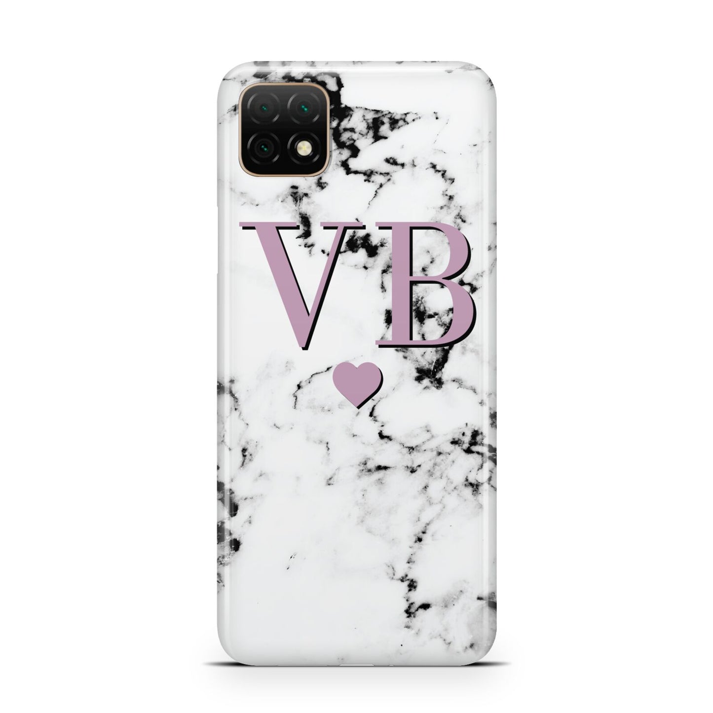 Personalised Purple Initialed Marble Heart Huawei Enjoy 20 Phone Case