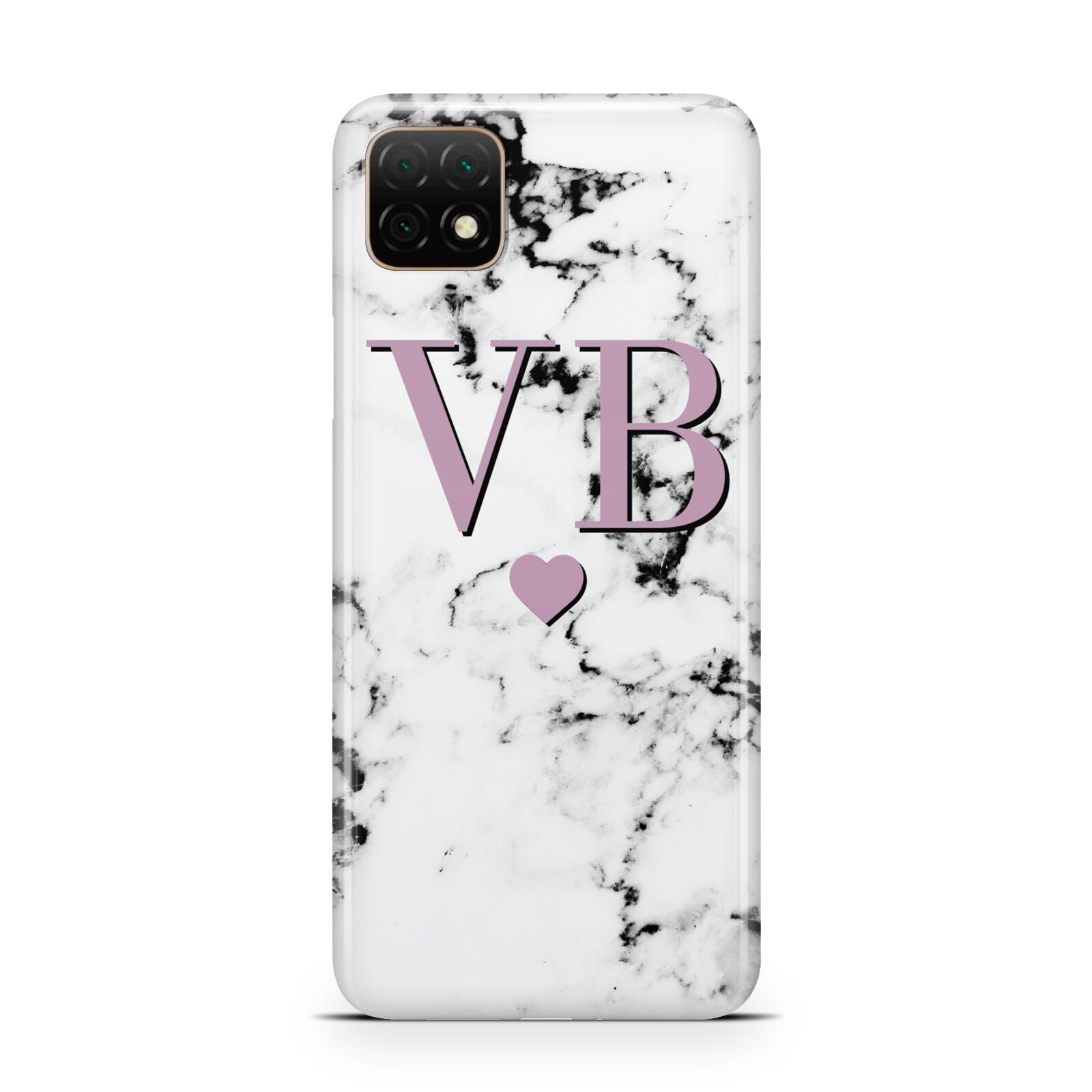 Personalised Purple Initialed Marble Heart Huawei Enjoy 20 Phone Case