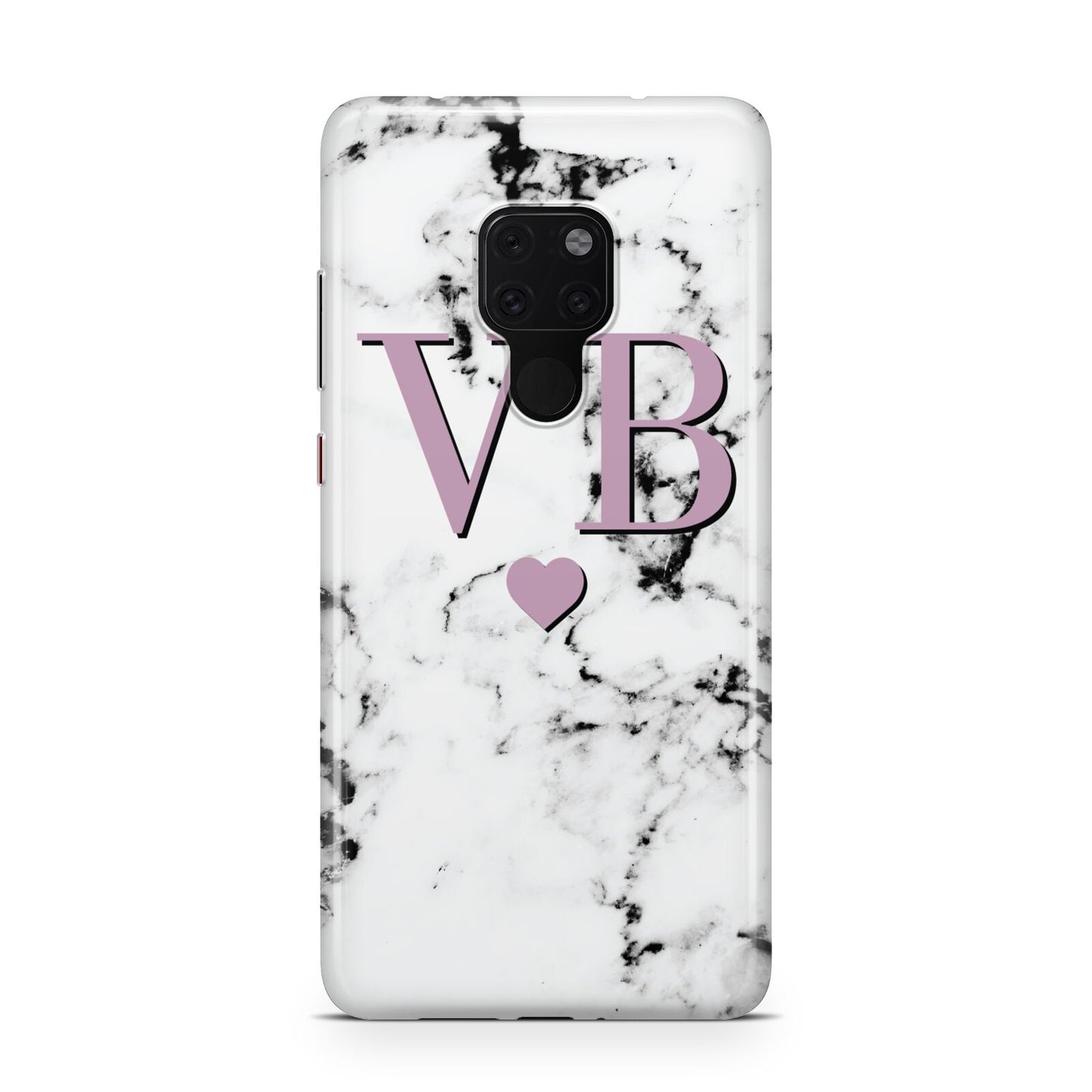 Personalised Purple Initialed Marble Heart Huawei Mate 20 Phone Case