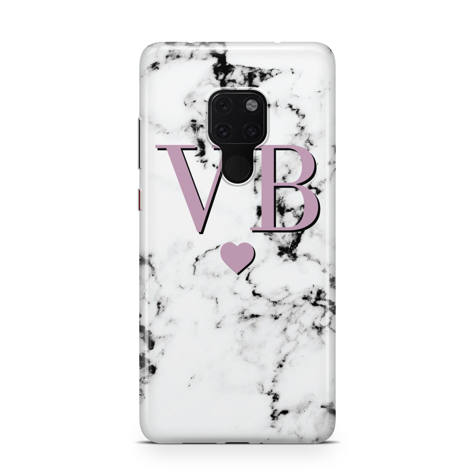 Personalised Purple Initialed Marble Heart Huawei Mate 20 Phone Case