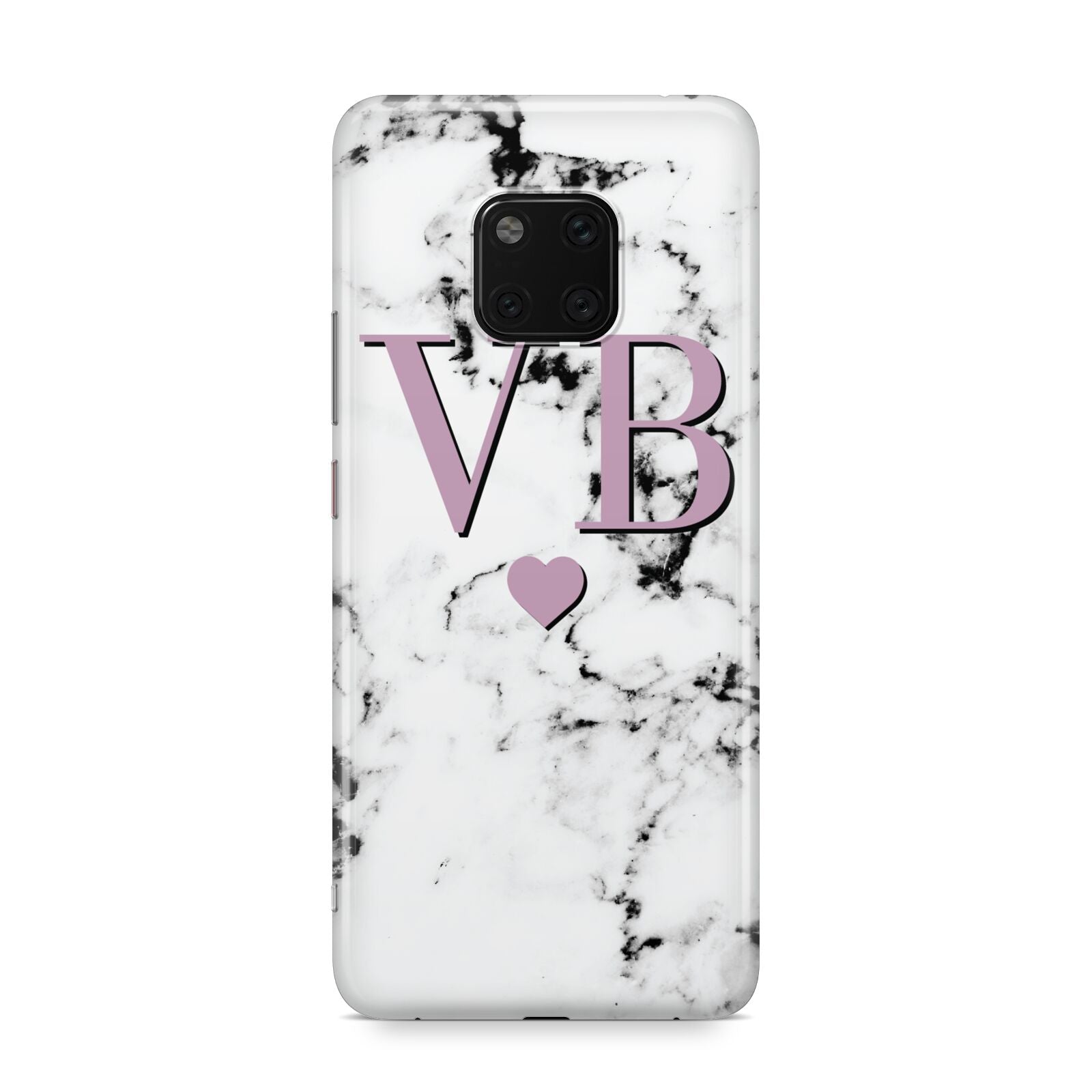 Personalised Purple Initialed Marble Heart Huawei Mate 20 Pro Phone Case