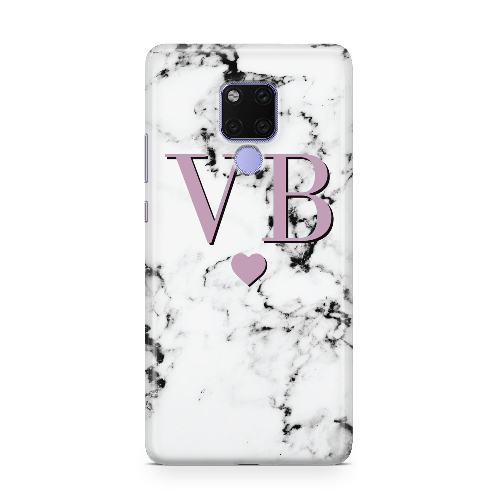 Personalised Purple Initialed Marble Heart Huawei Mate 20X Phone Case