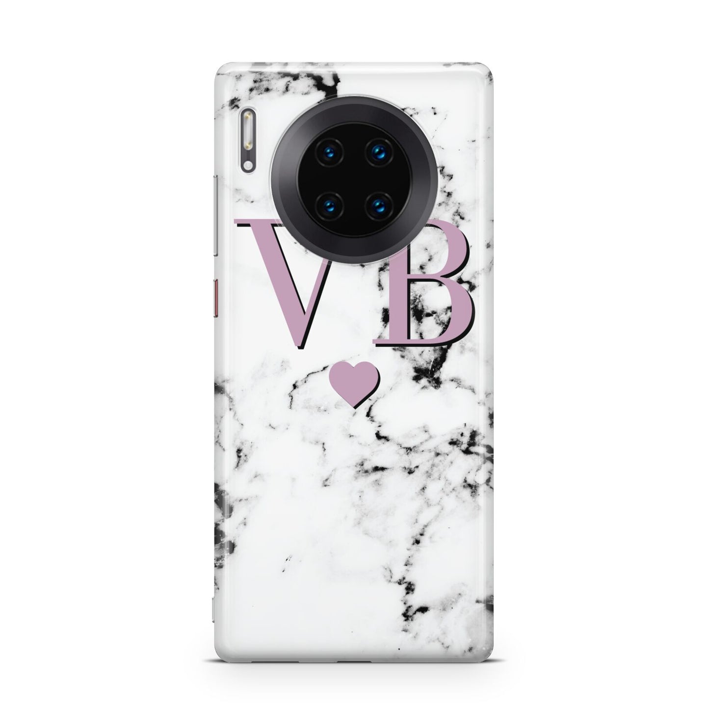 Personalised Purple Initialed Marble Heart Huawei Mate 30 Pro Phone Case