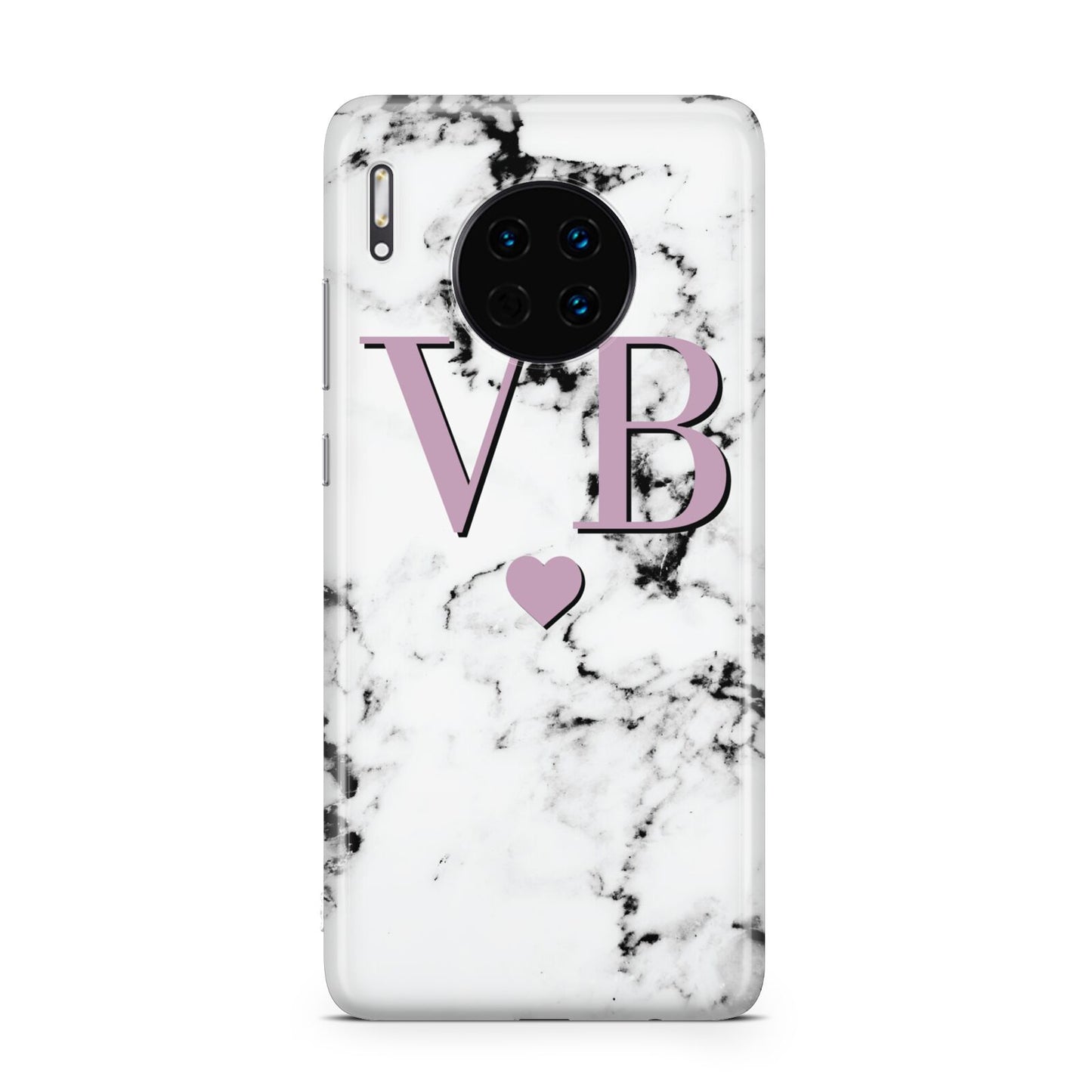 Personalised Purple Initialed Marble Heart Huawei Mate 30