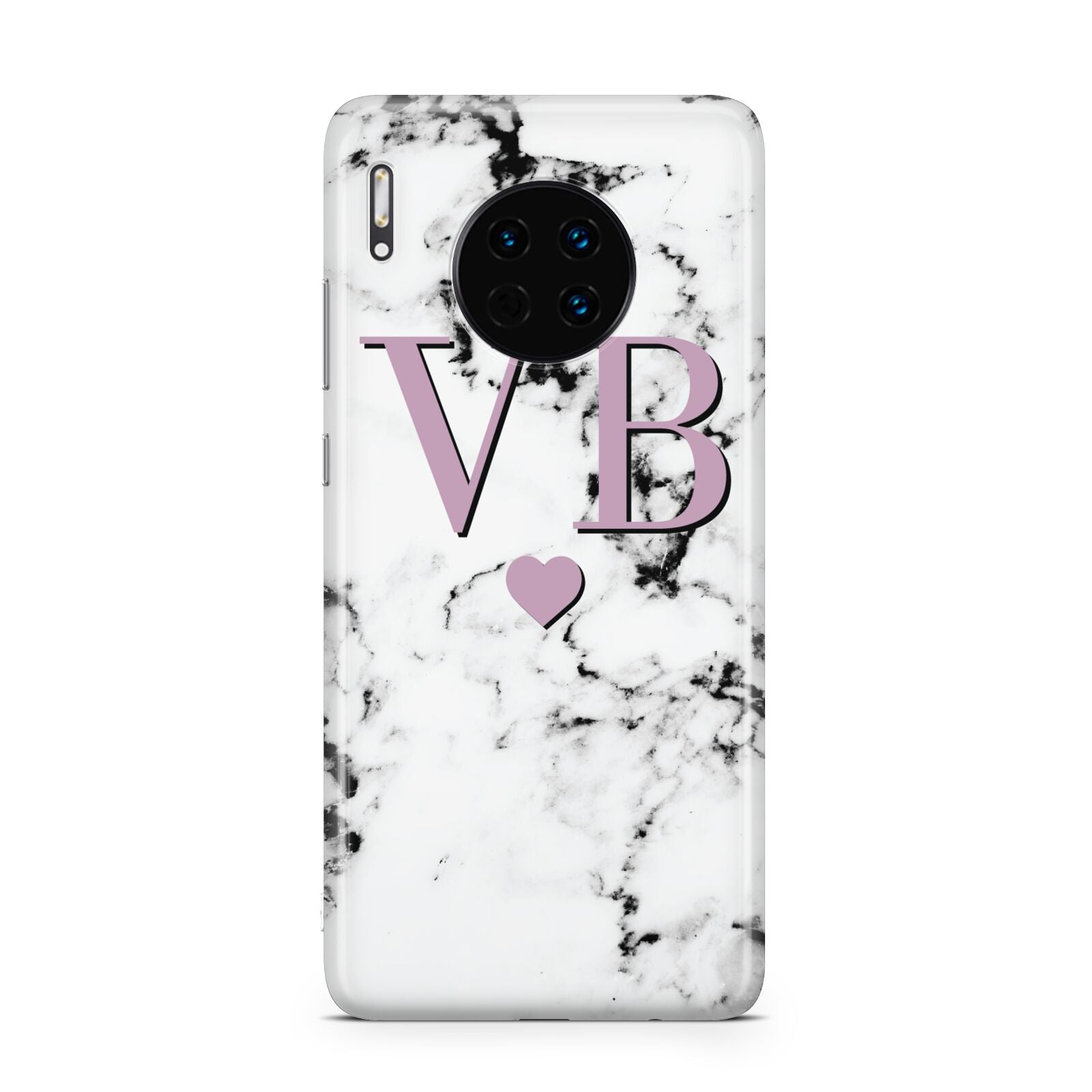 Personalised Purple Initialed Marble Heart Huawei Mate 30