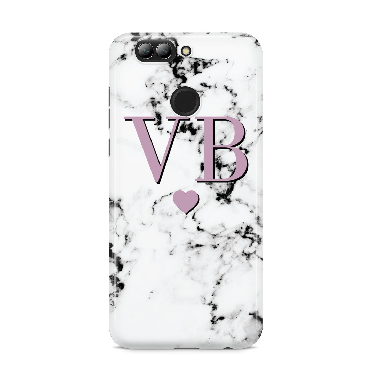Personalised Purple Initialed Marble Heart Huawei Nova 2s Phone Case