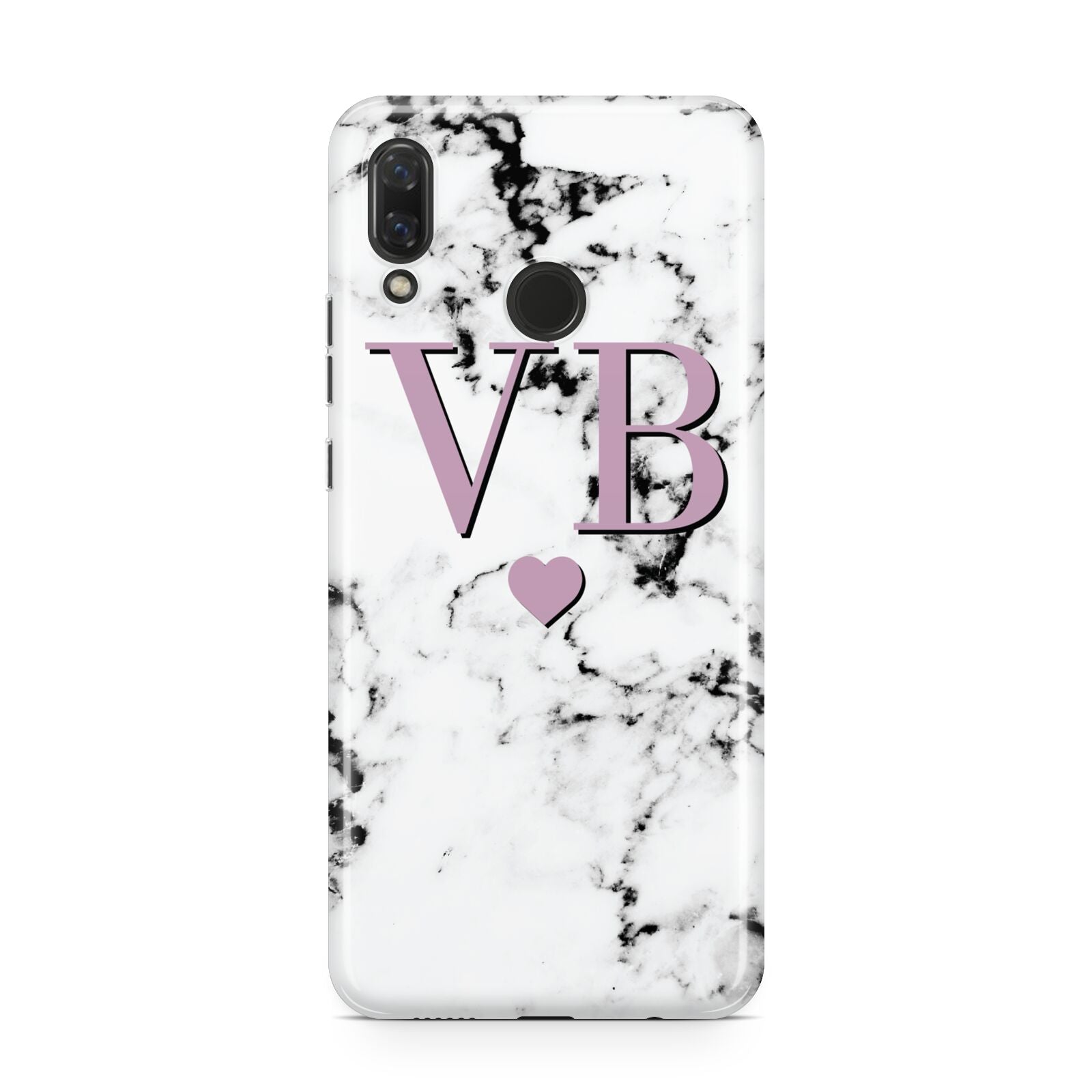 Personalised Purple Initialed Marble Heart Huawei Nova 3 Phone Case