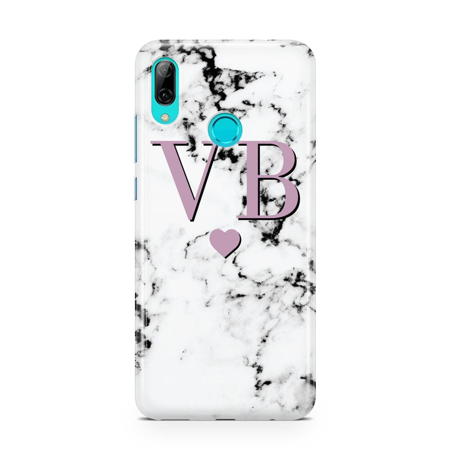 Personalised Purple Initialed Marble Heart Huawei P Smart 2019 Case