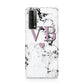 Personalised Purple Initialed Marble Heart Huawei P Smart 2021