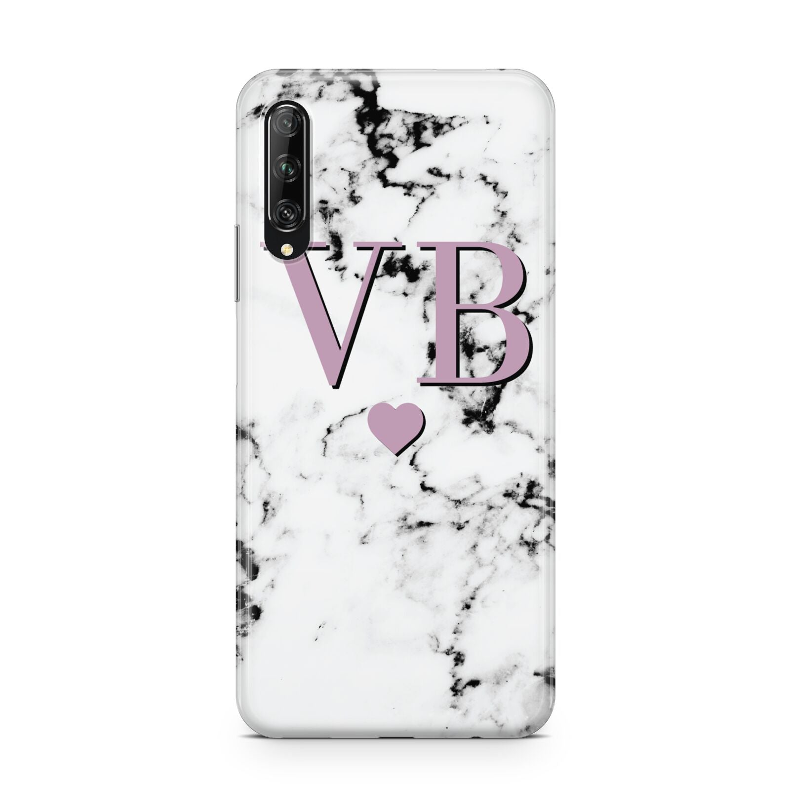 Personalised Purple Initialed Marble Heart Huawei P Smart Pro 2019