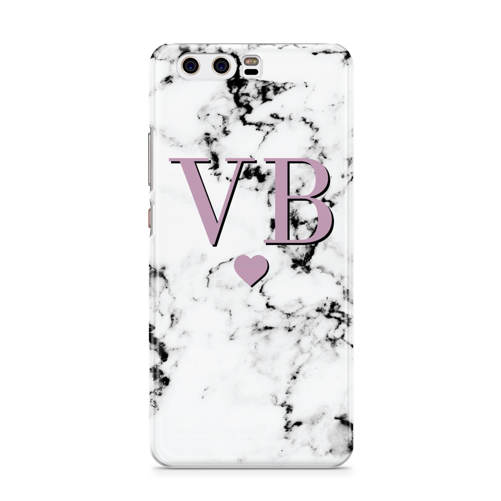 Personalised Purple Initialed Marble Heart Huawei P10 Phone Case