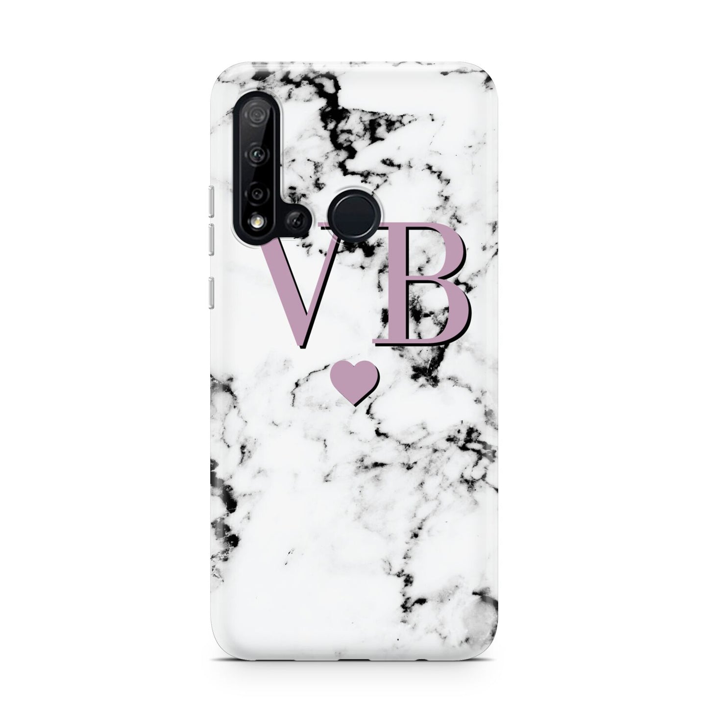 Personalised Purple Initialed Marble Heart Huawei P20 Lite 5G Phone Case