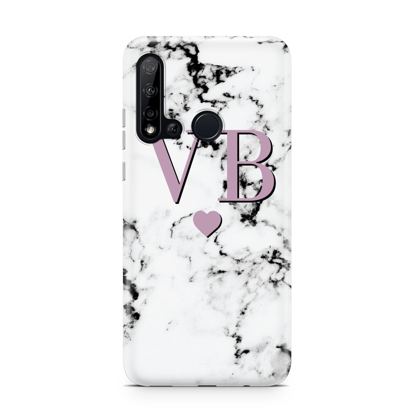 Personalised Purple Initialed Marble Heart Huawei P20 Lite 5G Phone Case