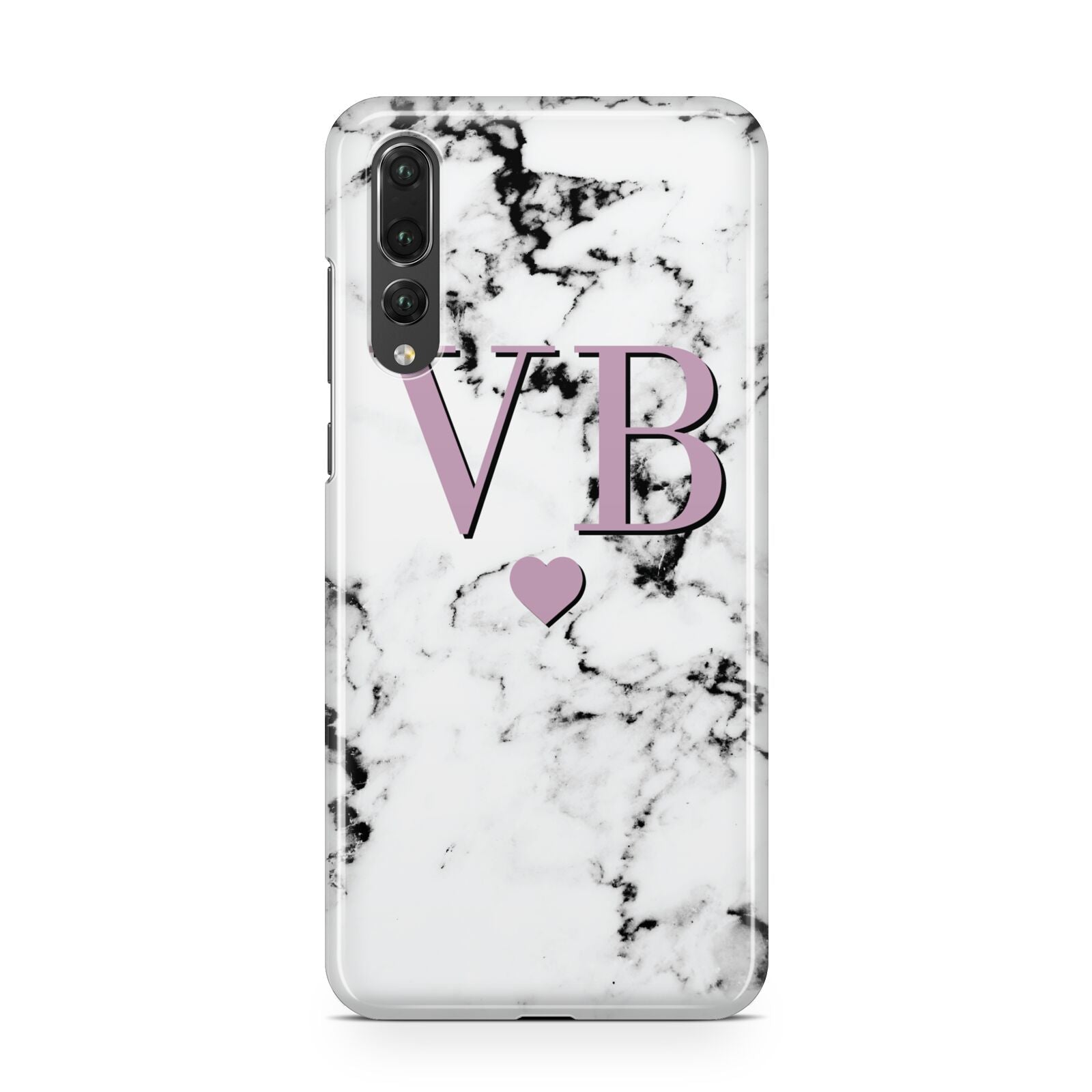 Personalised Purple Initialed Marble Heart Huawei P20 Pro Phone Case