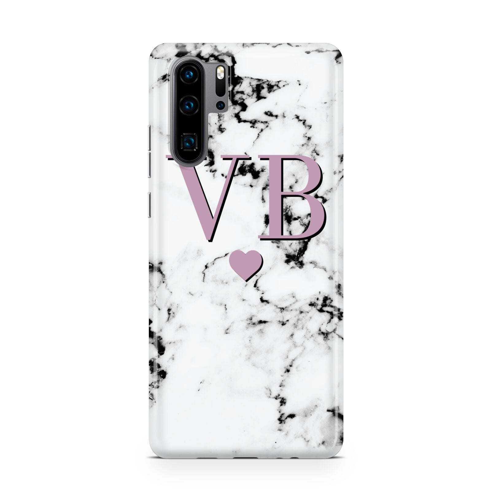 Personalised Purple Initialed Marble Heart Huawei P30 Pro Phone Case