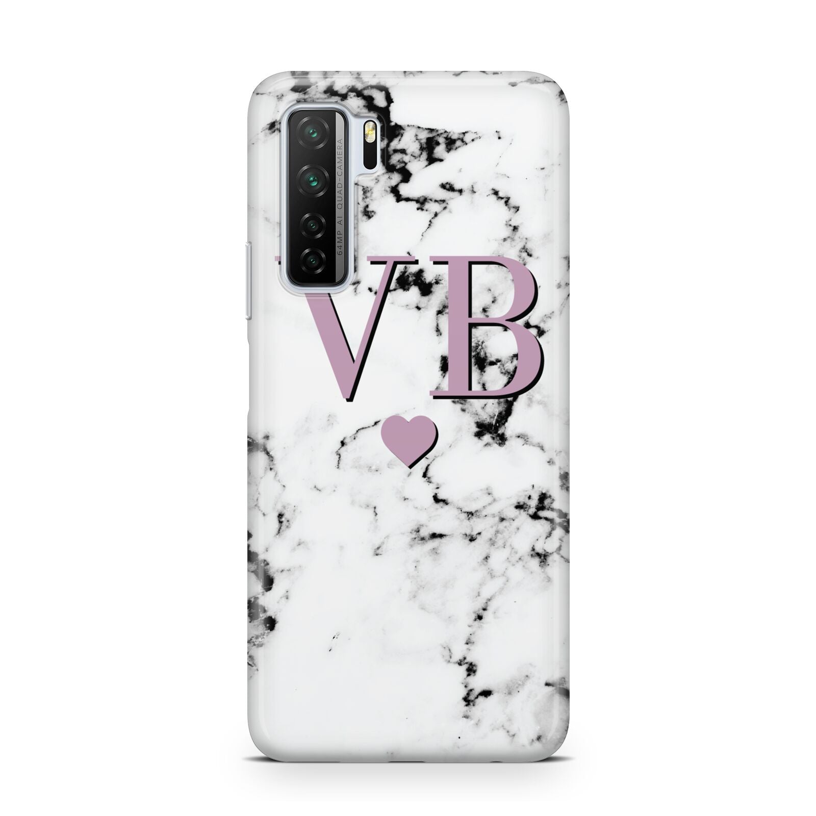 Personalised Purple Initialed Marble Heart Huawei P40 Lite 5G Phone Case