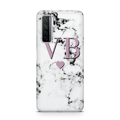 Personalised Purple Initialed Marble Heart Huawei P40 Lite 5G Phone Case