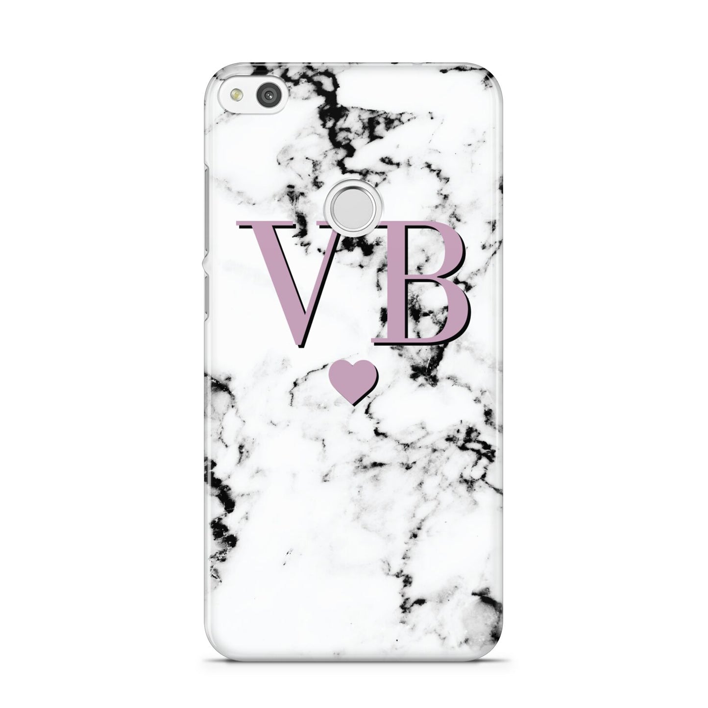 Personalised Purple Initialed Marble Heart Huawei P8 Lite Case