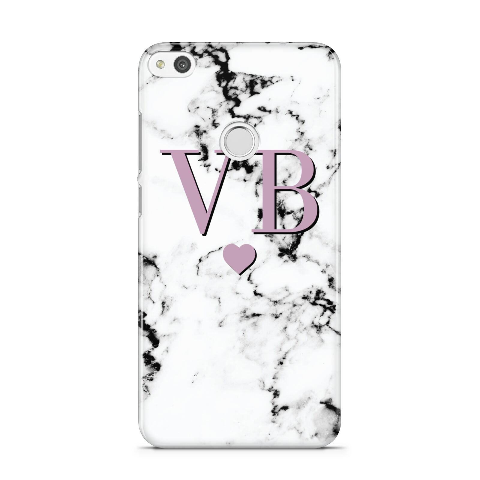 Personalised Purple Initialed Marble Heart Huawei P8 Lite Case