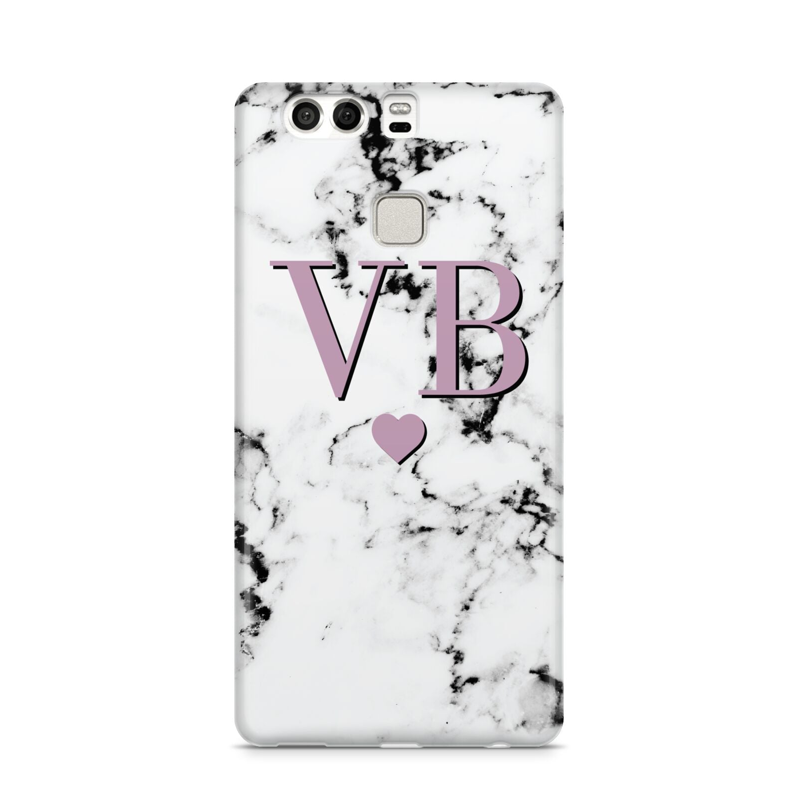 Personalised Purple Initialed Marble Heart Huawei P9 Case