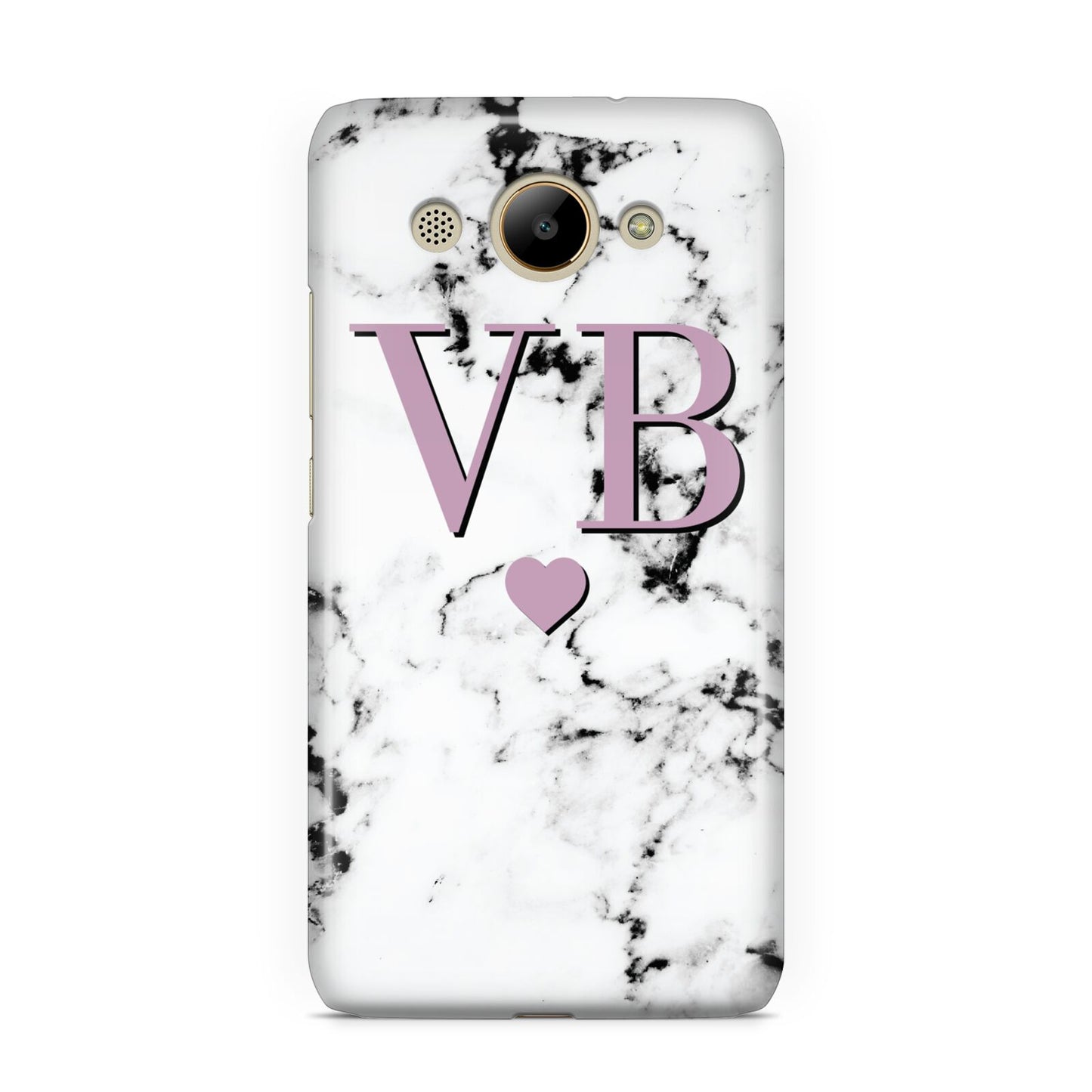Personalised Purple Initialed Marble Heart Huawei Y3 2017