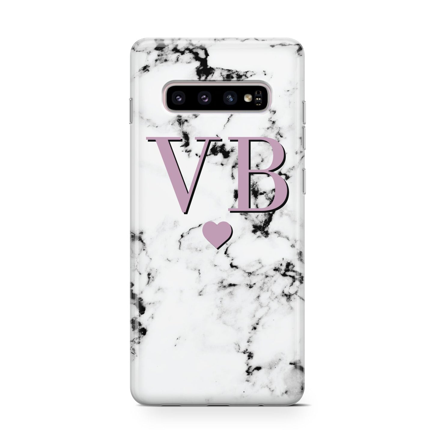 Personalised Purple Initialed Marble Heart Protective Samsung Galaxy Case