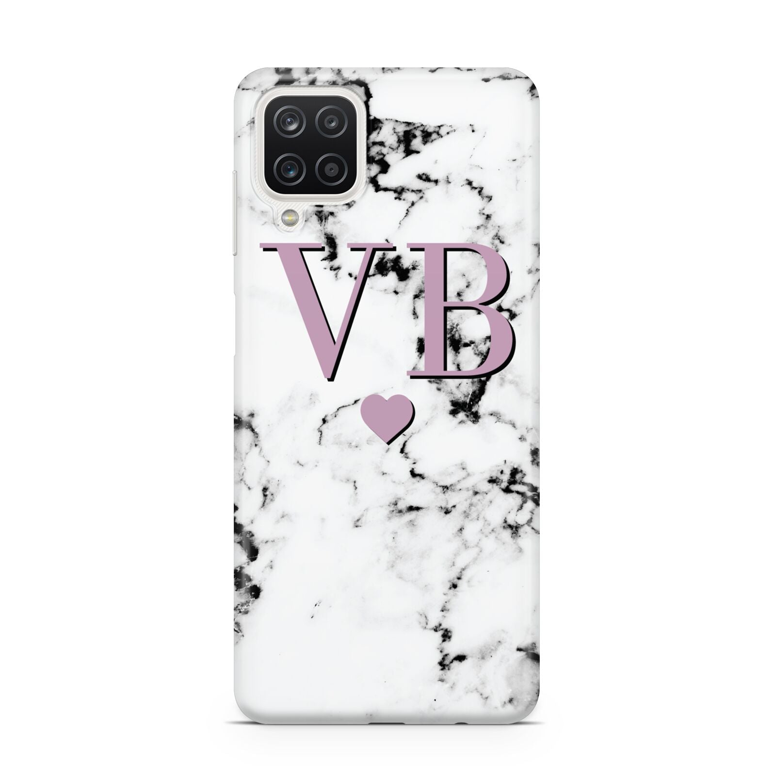 Personalised Purple Initialed Marble Heart Samsung M12 Case
